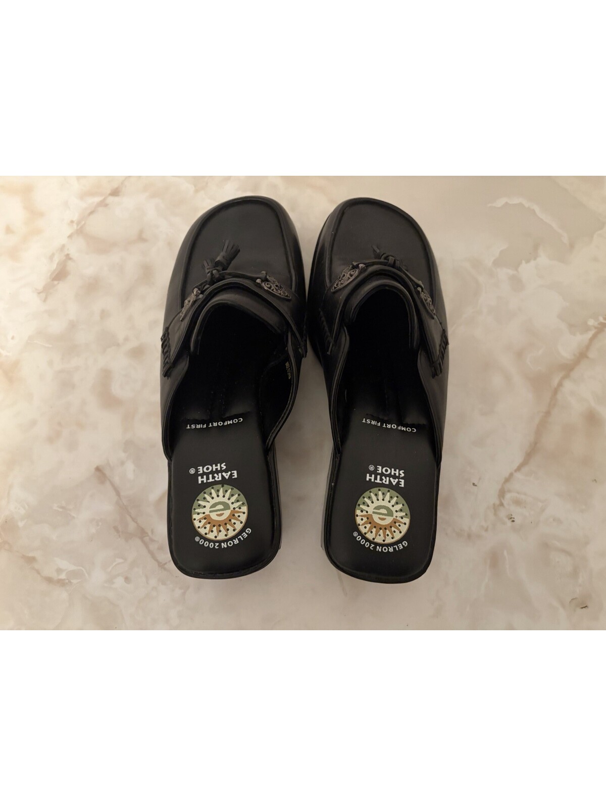 Vintage Y2k Earth Shoe Daphne Gelron 2000 Leather Mules Wedge Heel Size 8.5 — image 2 of 6